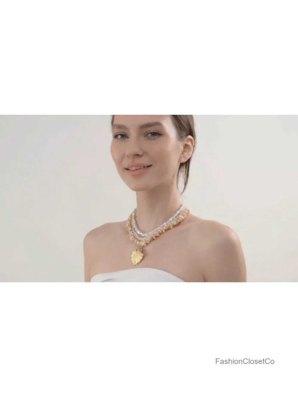 Three Layer Gold Plated Brass Seashell Choker Necklace, Summer Beach Jewelry,
